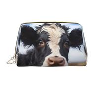 WZYCWB Jolie trousse de maquillage en cuir de vache avec poches, sac de voyage portable, sac de rangement cosmétique de grande capacité