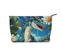 WZYCWB Jolie trousse de maquillage en velours côtelé avec motif dinosaure, sac à main portable à fermeture éclair, adapté pour les voyages et le rangement quotidien, les cosmétiques