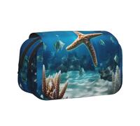 WZYCWB Jolie trousse portable avec impression d'étoiles de mer, idéale pour organiser les stylos au bureau ou ranger des pinceaux de maquillage