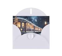 WZYCWB Jolies cartes de vacances blanches imprimées en train de nuit enneigées - Parfaites pour les vœux de vacances réconfortants