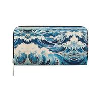 WZYCWB Jolies pochettes en cuir avec fermeture éclair et porte-cartes - Parfaites pour les voyages ou un usage quotidien, Ukiyo-e Style Waves, Taille unique
