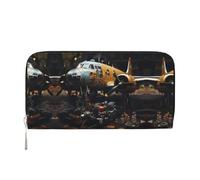 WZYCWB Jolies pochettes en cuir avec fermeture éclair et porte-cartes - Parfaites pour les voyages ou un usage quotidien, Machines d'avions vintage, Taille unique