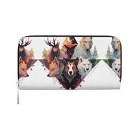 WZYCWB Jolies pochettes en cuir avec fermeture éclair et porte-cartes - Parfaites pour les voyages ou un usage quotidien, Loups et rennes, Taille unique