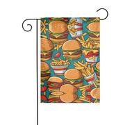 WZYCWB Jolis drapeaux décoratifs de jardin imprimés pour hamburger, petits drapeaux d'extérieur imperméables, décoration d'ambiance festive