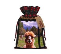 WZYCWB Jolis sacs cadeaux de Noël en alpaga pour décorations de fête de Noël, 21 x 30 cm, sacs cadeaux en toile de jute avec cordon de serrage