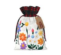 WZYCWB Jolis sacs cadeaux de Noël en forme de petite fleur pour décorations de fête de Noël, 21 x 30 cm, sacs cadeaux en toile de jute avec cordon de serrage