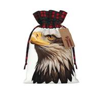 WZYCWB Jolis sacs cadeaux de Noël en forme de tête d'aigle pour décorations de fête de Noël, 21 x 30 cm, sacs cadeaux en toile de jute avec cordon de serrage