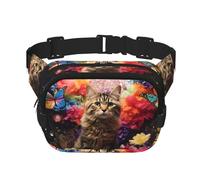 WZYCWB Kittens in the Flowers Sac banane de sport, sac à bandoulière tendance et tendance, petit sac de voyage léger