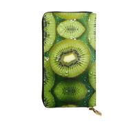 WZYCWB Kiwi Fruit Portefeuille en cuir avec compartiment à fermeture éclair grande capacité, bon cadeau pour les amis, pochette de 19 x 10,4 cm de long, noir, taille unique, Noir , Taille unique