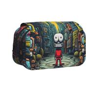 WZYCWB La ville mécanique avec des chiffres rouges Trousse portable idéale pour organiser les stylos au bureau ou ranger des pinceaux de maquillage