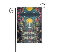 WZYCWB La ville mécanique avec des figures rouges imprimées drapeaux décoratifs de jardin, petits drapeaux d'extérieur imperméables, décoration d'ambiance festive