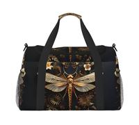 WZYCWB Le sac de voyage de fitness imprimé léopard aux yeux profonds. Parfait pour l'entraînement de yoga, les courts voyages et les équipements de natation., Libellule exquise dorée, Taille unique