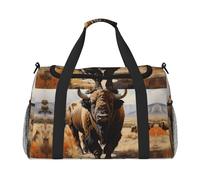 WZYCWB Le sac de voyage portable léopard aux yeux profonds convient pour le fitness et d'autres scénarios, Troupeau de bisons nord-américains, Taille unique