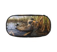 WZYCWB Leisurely Mallard Duck Trousse à crayons de grande capacité - Boîte de rangement multifonctionnelle, portable et durable pour fournitures scolaires et de bureau, Noir , Taille unique, Trousse