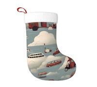 WZYCWB Les chaussettes de Noël Car in the Cloud Imprimées, accrochées sur la cheminée de la cheminée, sont parfaites pour contenir des cadeaux et des bonbons.