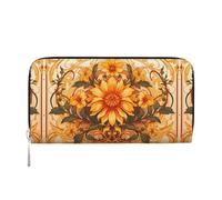 WZYCWB Les pochettes en cuir à motif floral vif avec fermeture éclair et porte-cartes sont parfaites pour les voyages ou un usage quotidien, Tournesols vintage, Taille unique