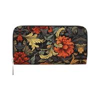 WZYCWB Les pochettes en cuir à motif floral vif avec fermeture éclair et porte-cartes sont parfaites pour les voyages ou un usage quotidien, Jardin de fleurs vintage, Taille unique