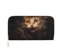 WZYCWB Les pochettes en cuir aquarelle pour chien avec fermeture éclair et porte-cartes sont parfaites pour les voyages ou un usage quotidien, Tête de chat aquarelle, Taille unique