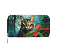 WZYCWB Les pochettes en cuir aquarelle pour chien avec fermeture éclair et porte-cartes sont parfaites pour les voyages ou un usage quotidien, Chat aquarelle, Taille unique