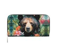 WZYCWB Les pochettes en cuir aquarelle pour chien avec fermeture éclair et porte-cartes sont parfaites pour les voyages ou un usage quotidien, Ours aquarelle, One Size