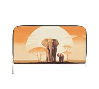 WZYCWB Les pochettes en cuir aquarelle pour chien avec fermeture éclair et porte-cartes sont parfaites pour les voyages ou un usage quotidien, Éléphants qui marchent, Taille unique
