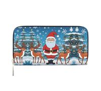 WZYCWB Les pochettes en cuir avec fermeture éclair et porte-cartes Deer by the River sont parfaites pour les voyages ou un usage quotidien, Cerf de Noël mignon, Taille unique