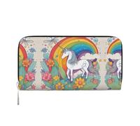 WZYCWB Les pochettes en cuir avec fermeture éclair et porte-cartes Deer by the River sont parfaites pour les voyages ou un usage quotidien, Licornes de dessin animé, One Size