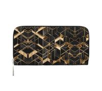 WZYCWB Les pochettes en cuir avec fermeture éclair et porte-cartes Deer by the River sont parfaites pour les voyages ou un usage quotidien, Plaid noir et doré 2, One Size