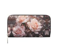 WZYCWB Les pochettes en cuir avec fermeture éclair et porte-cartes sont parfaites pour les voyages ou un usage quotidien, Roses blanches, Taille unique