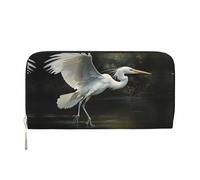 WZYCWB Les pochettes en cuir avec fermeture éclair et porte-cartes sont parfaites pour les voyages ou un usage quotidien, Héron blanc, Taille unique