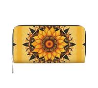 WZYCWB Les pochettes en cuir avec fermeture éclair et porte-cartes sont parfaites pour les voyages ou un usage quotidien, Couronne de tournesol, Taille unique