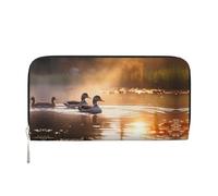 WZYCWB Les pochettes en cuir avec fermeture éclair et porte-cartes sont parfaites pour les voyages ou un usage quotidien, Canards colverts au coucher du soleil, Taille unique