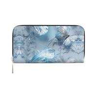 WZYCWB Les pochettes en cuir avec fermeture éclair et porte-cartes sont parfaites pour les voyages ou un usage quotidien, Papillons en cristal blanc, Taille unique