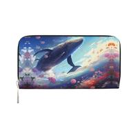 WZYCWB Les pochettes en cuir avec fermeture éclair et porte-cartes sont parfaites pour les voyages ou un usage quotidien, Baleines nageant sous la mer, Taille unique