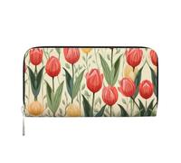 WZYCWB Les pochettes en cuir avec fermeture éclair et porte-cartes sont parfaites pour les voyages ou un usage quotidien, Motif d'illustration de tulipe, Taille unique