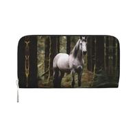 WZYCWB Les pochettes en cuir avec fermeture éclair et porte-cartes sont parfaites pour les voyages ou un usage quotidien, Cheval blanc dans la jungle, Taille unique