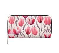 WZYCWB Les pochettes en cuir avec fermeture éclair et porte-cartes sont parfaites pour les voyages ou un usage quotidien, Illustration tulipe, Taille unique