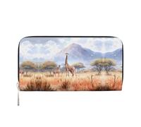 WZYCWB Les pochettes en cuir avec fermeture éclair et porte-cartes sont parfaites pour les voyages ou un usage quotidien, Girafe savane africaine, Taille unique