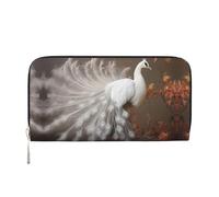 WZYCWB Les pochettes en cuir avec fermeture éclair et porte-cartes sont parfaites pour les voyages ou un usage quotidien, Paon blanc avec écran ouvert, Taille unique