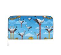 WZYCWB Les pochettes en cuir avec fermeture éclair et porte-cartes sont parfaites pour les voyages ou un usage quotidien, Grue blanche et tour suspendue, Taille unique