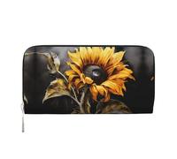 WZYCWB Les pochettes en cuir avec fermeture éclair et porte-cartes sont parfaites pour les voyages ou un usage quotidien, Illustration de tournesol, Taille unique