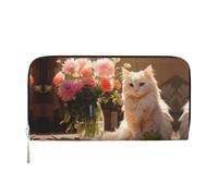 WZYCWB Les pochettes en cuir avec fermeture éclair et porte-cartes sont parfaites pour les voyages ou un usage quotidien, Chat blanc aux yeux bleus, One Size