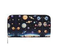 WZYCWB Les pochettes en cuir avec fermeture éclair et porte-cartes sont parfaites pour les voyages ou un usage quotidien, Saturne Jupiter Terre, Taille unique