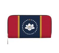 WZYCWB Les pochettes en cuir avec fermeture éclair et porte-cartes sont parfaites pour les voyages ou un usage quotidien, Drapeau de l'État du Mississippi, Taille unique