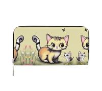 WZYCWB Les pochettes en cuir bleu avec fermeture éclair et porte-cartes sont parfaites pour les voyages ou un usage quotidien, Chat et papillon., Taille unique