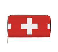 WZYCWB Les pochettes en cuir ciel étoilé avec fermeture éclair et porte-cartes sont parfaites pour les voyages ou un usage quotidien, Drapeau suisse, Taille unique