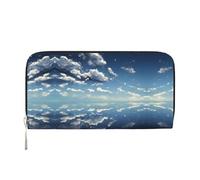WZYCWB Les pochettes en cuir corail avec fermeture éclair et porte-cartes sont parfaites pour les voyages ou un usage quotidien, Ciel bleu et nuages blancs, Taille unique