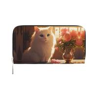 WZYCWB Les pochettes en cuir de cochon minuscule avec fermeture éclair et porte-cartes sont parfaites pour les voyages ou un usage quotidien, Chat tibétain à poil long, Taille unique