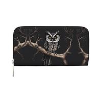 WZYCWB Les pochettes en cuir de rat gris avec fermeture éclair et porte-cartes sont parfaites pour les voyages ou un usage quotidien, Hibou de nuit, One Size