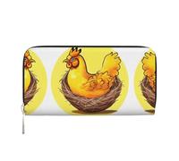 WZYCWB Les pochettes en cuir de rat gris avec fermeture éclair et porte-cartes sont parfaites pour les voyages ou un usage quotidien, Nid d'oiseau Poulet doré, Taille unique
